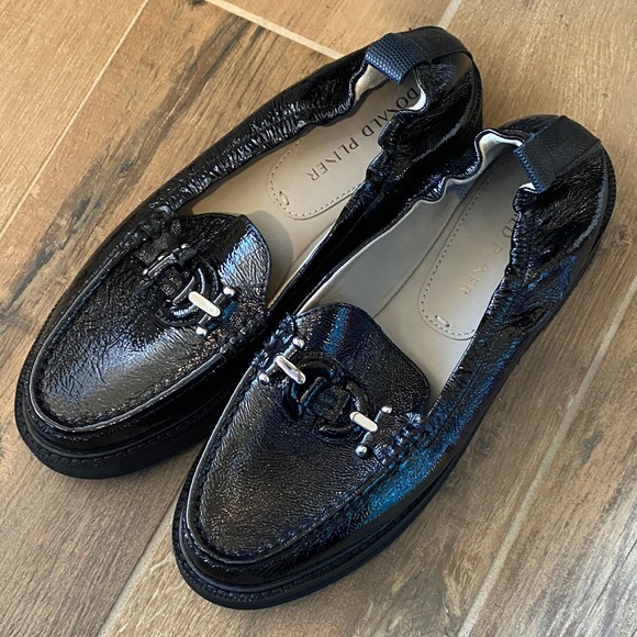 Donald J. Pliner | Lomma loafers in black crinkle patent
